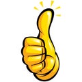 Hand with yellow glove in a fun thumbs up gesture Royalty Free Stock Photo