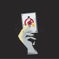 Hand of zombie with Card in hand. anti alcohol concept -