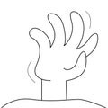 Hand zombie sticking from ground to halloween black line on white background vector illustration Royalty Free Stock Photo