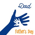 Hand of child and father or parent. Happy Father`s Day greeting card