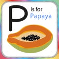 Picture card P is for Papaya Royalty Free Stock Photo