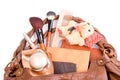 Handbag with cosmetics and toy a bear Royalty Free Stock Photo