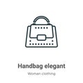 Handbag elegant outline vector icon. Thin line black handbag elegant icon, flat vector simple element illustration from editable Royalty Free Stock Photo