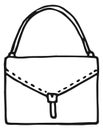 Handbag icon. Female leather bag doodle drawing