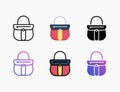 Handbag icon set with different styles. Royalty Free Stock Photo