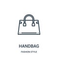 handbag icon vector from fashion style collection. Thin line handbag outline icon vector illustration