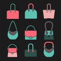Handbag icons set