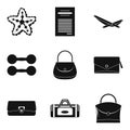 Handbag icons set, simple style