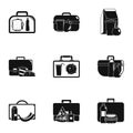 Handbag icons set, simple style