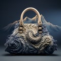 Organic Sculpted Cashmere Bag With Mountain Design