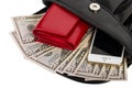 Handbag with mobile phone, wallet and money Royalty Free Stock Photo