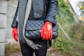 Handbag with red car gloves Royalty Free Stock Photo