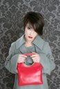 Handbag Red Retro Woman Vintage Fashion