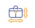 Handbag size line icon. Hand baggage dimensions sign. Vector