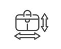 Handbag size line icon. Hand baggage dimensions sign. Vector