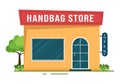 Handbag Store with Collection of Various Quality Bags and Different Types of Lifestyle in Flat Hand Drawn Cartoon Illustration Royalty Free Stock Photo