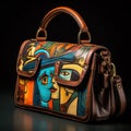 Handbag with vividly colored paintings, AI generated