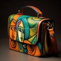 Handbag with vividly colored paintings, AI generated