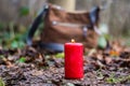 Handbag in the woods crime scene Royalty Free Stock Photo