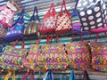 Handbags in shop on Wednesday Market in Anjuna, Goa, India.