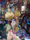 Handbags in shop on Wednesday Market in Anjuna, Goa, India.