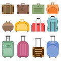 Handbags and suitcases. Vector pictures set isolate on white Royalty Free Stock Photo