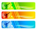 Badminton sport banner in colored variations in vector quality.