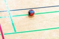 handball, ball on the floor of the playing area Royalty Free Stock Photo