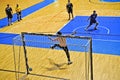 Handball match, player shot a penalty