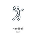 Handball outline vector icon. Thin line black handball icon, flat vector simple element illustration from editable sport concept