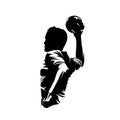 Handball player, isolated vector silhouette, ink drawing Royalty Free Stock Photo