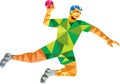 Handball Player Jumping Throwing Ball Low Polygon