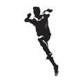 Handball player shooting ball, vector silhouette Royalty Free Stock Photo