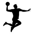 Handball player silhouette Royalty Free Stock Photo