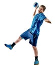 Handball player teenager boy isolated Royalty Free Stock Photo