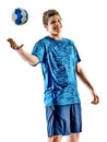 Handball player teenager boy isolated Royalty Free Stock Photo