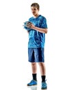 Handball player teenager boy isolated Royalty Free Stock Photo