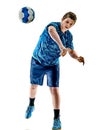 Handball player teenager boy isolated Royalty Free Stock Photo