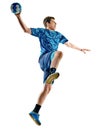 Handball player teenager boy isolated Royalty Free Stock Photo