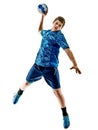 Handball player teenager boy isolated Royalty Free Stock Photo