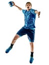 Handball player teenager boy isolated Royalty Free Stock Photo