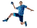 Handball player teenager boy isolated Royalty Free Stock Photo