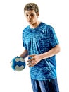 Handball player teenager boy isolated Royalty Free Stock Photo