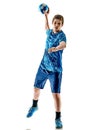 Handball player teenager boy isolated Royalty Free Stock Photo