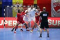 Handball players, Cedric Sorhaindo and Dainis Kristopans Royalty Free Stock Photo