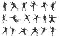 Handball players silhouette, Handball silhouettes, Handball player vector illustration, Royalty Free Stock Photo