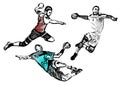 Handball players vector illustration Royalty Free Stock Photo