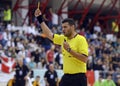 Handball Referee show yellow card