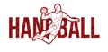 Handball Sport Text Designed with Player Action Cartoon Sport Graphic