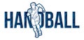 Handball Sport Text Designed with Player Action Cartoon Sport Graphic